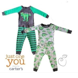 JUST ONE YOU 4 PIECE DINOSAUR PAJAMA BUNDLE 18 MO